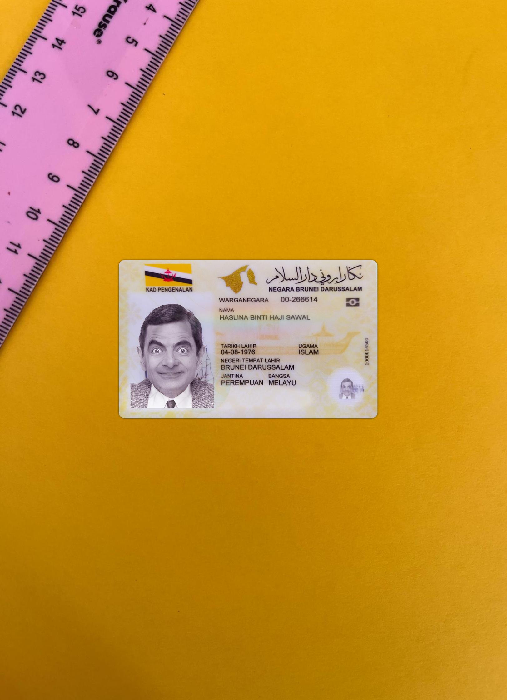 Realistic Brunei ID card 2022 present photolook template